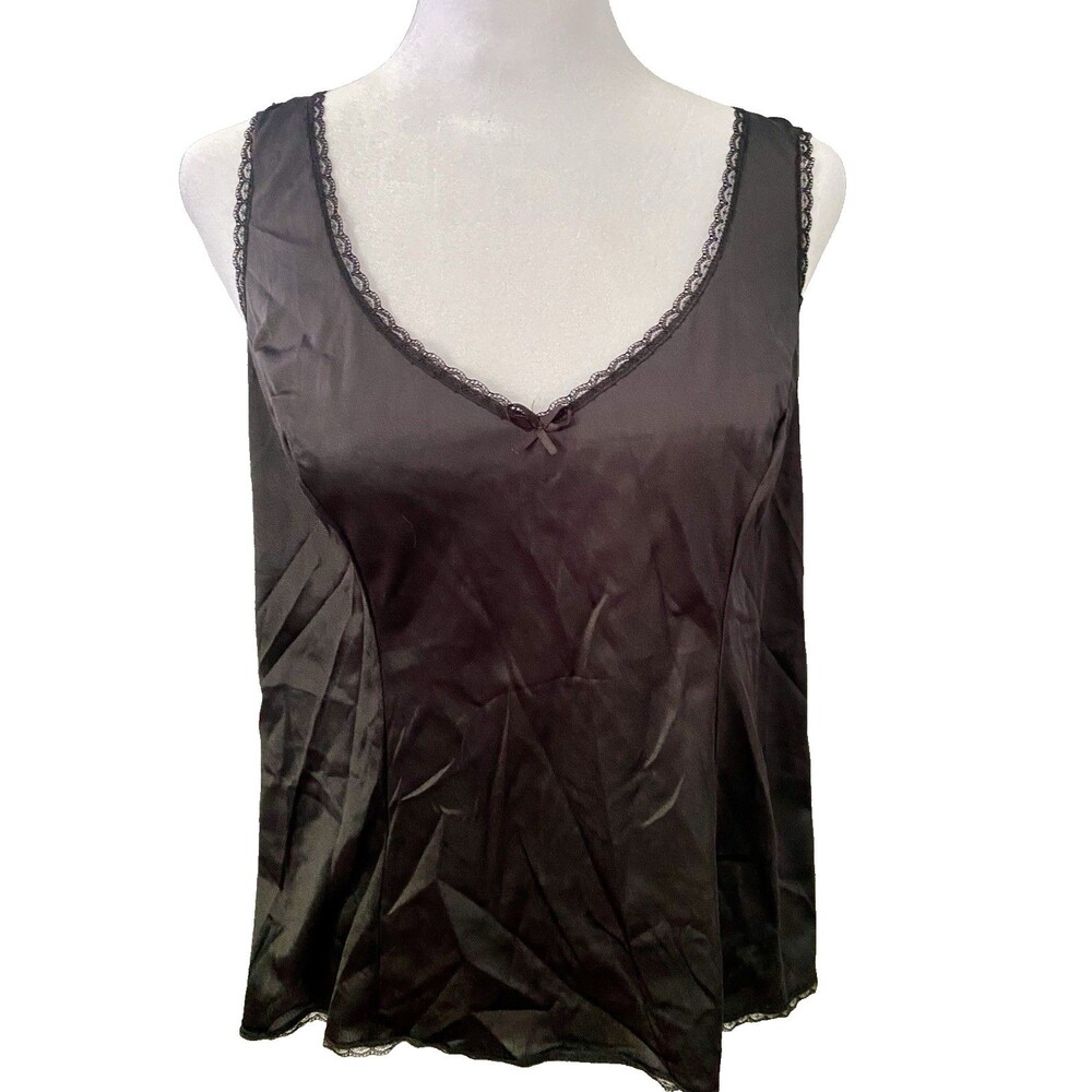 VTG Vassarette Camisole Black Lace Slip Top Lingerie Size L 42 Nylon